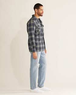 ALTERNATE VIEW OF MEN'S PLAID BOARD SHIRT IN GREY/BLUE OMBRE image number 2