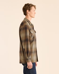 ALTERNATE VIEW OF MEN'S PLAID BOARD SHIRT IN OLIVE/BROWN OMBRE image number 2