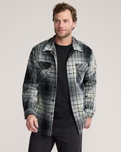 MEN'S PLAID BOARD SHIRT IN BLACK/WHITE OMBRE image number 1