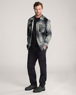 ALTERNATE VIEW OF MEN'S PLAID BOARD SHIRT IN BLACK/WHITE OMBRE image number 2