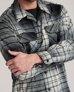 ALTERNATE VIEW OF MEN'S PLAID BOARD SHIRT IN BLACK/WHITE OMBRE image number 6