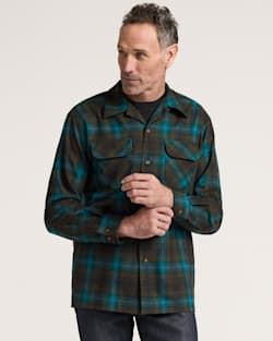 PLAID BOARD SHIRT IN TEAL/CHARCOAL OMBRE image number 1
