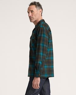 ALTERNATE VIEW OF PLAID BOARD SHIRT IN TEAL/CHARCOAL OMBRE image number 3