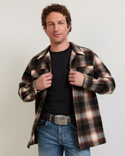 ALTERNATE VIEW OF MEN'S PLAID BOARD SHIRT IN BROWN/SLATE OMBRE image number 4