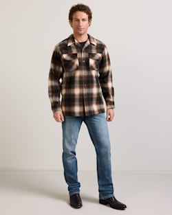 ALTERNATE VIEW OF MEN'S PLAID BOARD SHIRT IN BROWN/SLATE OMBRE image number 6