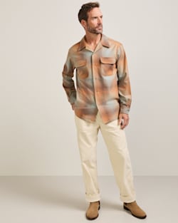 MEN'S PLAID BOARD SHIRT IN TAN/ORANGE OMBRE image number 1