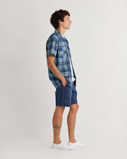 ALTERNATE VIEW OF MEN'S PLAID SHORT-SLEEVE BOARD SHIRT IN BLUE ORIGINAL SURF PLAID image number 2