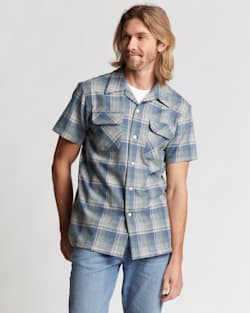 ALTERNATE VIEW OF MEN'S PLAID SHORT-SLEEVE BOARD SHIRT IN BLUE MIX PLAID image number 5