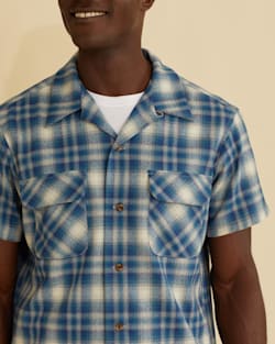 ALTERNATE VIEW OF MEN'S PLAID SHORT-SLEEVE BOARD SHIRT IN BLUE/WHITE PLAID image number 2