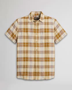 MEN'S SHORT-SLEEVE LINEN SHIRT IN TAN PLAID image number 1