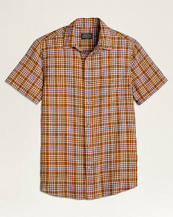 MEN'S SHORT-SLEEVE DAWSON LINEN SHIRT IN BRONZE/RED/BLUE PLAID image number 1