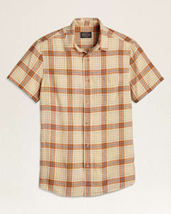 MEN'S SHORT-SLEEVE DAWSON LINEN SHIRT IN IVORY/RUST CHECK image number 1