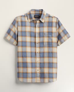 MEN'S SHORT-SLEEVE DAWSON LINEN SHIRT IN TAN/INDIGO PLAID image number 4