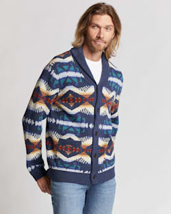MEN'S LOS LUNAS COTTON CARDIGAN IN NAVY HEATHER MULTI image number 1