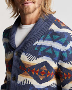 ALTERNATE VIEW OF MEN'S LOS LUNAS COTTON CARDIGAN IN NAVY HEATHER MULTI image number 4