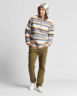 MEN'S DOUBLESOFT HOODIE POPOVER IN BLUE SERAPE JACQUARD image number 1