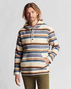 ALTERNATE VIEW OF MEN'S DOUBLESOFT HOODIE POPOVER IN BLUE SERAPE JACQUARD image number 3