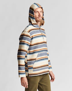 ALTERNATE VIEW OF MEN'S DOUBLESOFT HOODIE POPOVER IN BLUE SERAPE JACQUARD image number 4