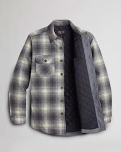 ALTERNATE VIEW OF MEN'S PLAID QUILTED SHIRT JACKET IN SLATE/WHITE image number 7