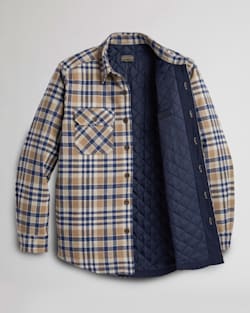 ALTERNATE VIEW OF MEN'S PLAID QUILTED SHIRT JACKET IN NAVY/TAN MIX image number 2