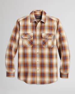 MEN'S PLAID BEACH SHACK COTTON SHIRT IN TANNIN/RED PLAID image number 1