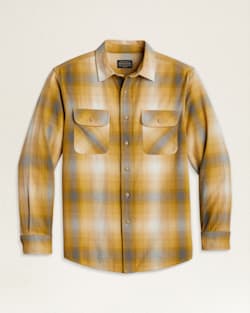 MEN'S PLAID BEACH SHACK COTTON SHIRT IN FLAX/GREY OMBRE image number 1