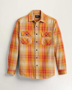 MEN'S PLAID BEACH SHACK COTTON SHIRT IN RUST/CITRUS/WHITE PLAID image number 1