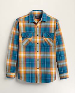 MEN'S PLAID BEACH SHACK COTTON SHIRT IN AEGEAN/CITRUS PLAID image number 1