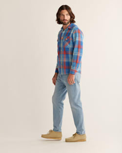 ALTERNATE VIEW OF MEN'S PLAID BEACH SHACK COTTON SHIRT IN FADED INDIGO/FIRE RED PLAID image number 2