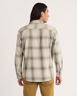 ALTERNATE VIEW OF MEN'S PLAID BEACH SHACK COTTON SHIRT IN TAN/SAGE OMBRE image number 2