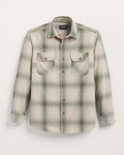 ALTERNATE VIEW OF MEN'S PLAID BEACH SHACK COTTON SHIRT IN TAN/SAGE OMBRE image number 5