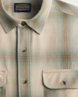 ALTERNATE VIEW OF MEN'S PLAID BEACH SHACK COTTON SHIRT IN TAN/SAGE OMBRE image number 6