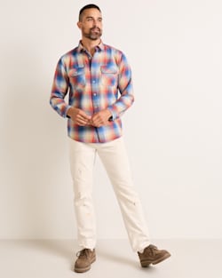 MEN'S PLAID BEACH SHACK COTTON SHIRT IN BLUE/RED PLAID image number 1
