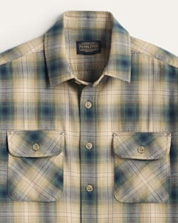 ALTERNATE VIEW OF MEN'S PLAID BEACH SHACK COTTON SHIRT IN TAN/BLUE PLAID image number 2