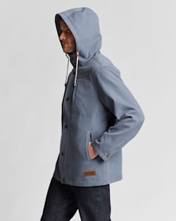 ALTERNATE VIEW OF MEN'S BLACK HAWK HOODED CANVAS JACKET IN STORM BLUE image number 2