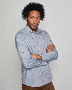 MEN'S LONG-SLEEVE CARSON CHAMBRAY DOBBY SHIRT IN SILVER BLUE image number 1