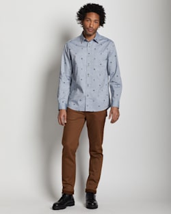 ALTERNATE VIEW OF MEN'S LONG-SLEEVE CARSON CHAMBRAY DOBBY SHIRT IN SILVER BLUE image number 2