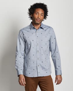 ALTERNATE VIEW OF MEN'S LONG-SLEEVE CARSON CHAMBRAY DOBBY SHIRT IN SILVER BLUE image number 5