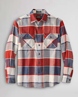 MEN'S PLAID BURNSIDE DOUBLE-BRUSHED FLANNEL SHIRT IN RED/NAVY BLOCK PLAID image number 1