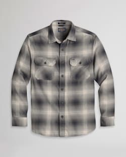 MEN'S PLAID BURNSIDE DOUBLE-BRUSHED FLANNEL SHIRT IN GREY/BLACK PLAID image number 1