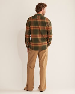 ALTERNATE VIEW OF MEN'S PLAID BURNSIDE DOUBLE-BRUSHED FLANNEL SHIRT IN DARK OLIVE/GOLD/RED PLAID image number 3