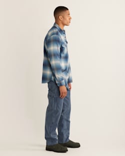 ALTERNATE VIEW OF MEN'S PLAID BURNSIDE DOUBLE-BRUSHED FLANNEL SHIRT IN ROYAL/WHITE PLAID image number 2