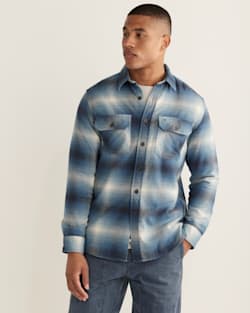 ALTERNATE VIEW OF MEN'S PLAID BURNSIDE DOUBLE-BRUSHED FLANNEL SHIRT IN ROYAL/WHITE PLAID image number 5