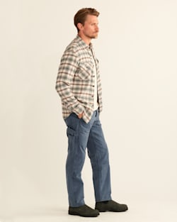 ALTERNATE VIEW OF MEN'S PLAID BURNSIDE DOUBLE-BRUSHED FLANNEL SHIRT IN BIRCH/GREY/RED PLAID image number 2