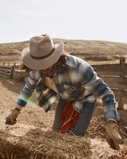 ALTERNATE VIEW OF MEN'S PLAID BURNSIDE DOUBLE-BRUSHED FLANNEL SHIRT IN BLUE/GREY/BEIGE PLAID image number 2
