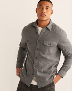 ALTERNATE VIEW OF MEN'S BURNSIDE DOUBLE-BRUSHED FLANNEL SHIRT IN CHARCOAL HEATHER image number 4