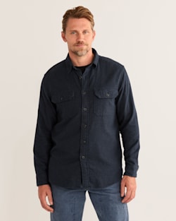 ALTERNATE VIEW OF MEN'S BURNSIDE DOUBLE-BRUSHED FLANNEL SHIRT IN NAVY HEATHER image number 4