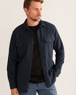 ALTERNATE VIEW OF MEN'S BURNSIDE DOUBLE-BRUSHED FLANNEL SHIRT IN NAVY HEATHER image number 6