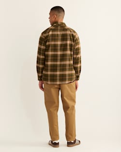 ALTERNATE VIEW OF MEN'S FREMONT DOUBLE-BRUSHED FLANNEL SHIRT IN DARK OLIVE/TAN/RED PLAID image number 3