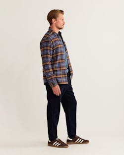 ALTERNATE VIEW OF MEN'S FREMONT DOUBLE-BRUSHED FLANNEL SHIRT IN INDIGO/BROWN/GOLD PLAID image number 2